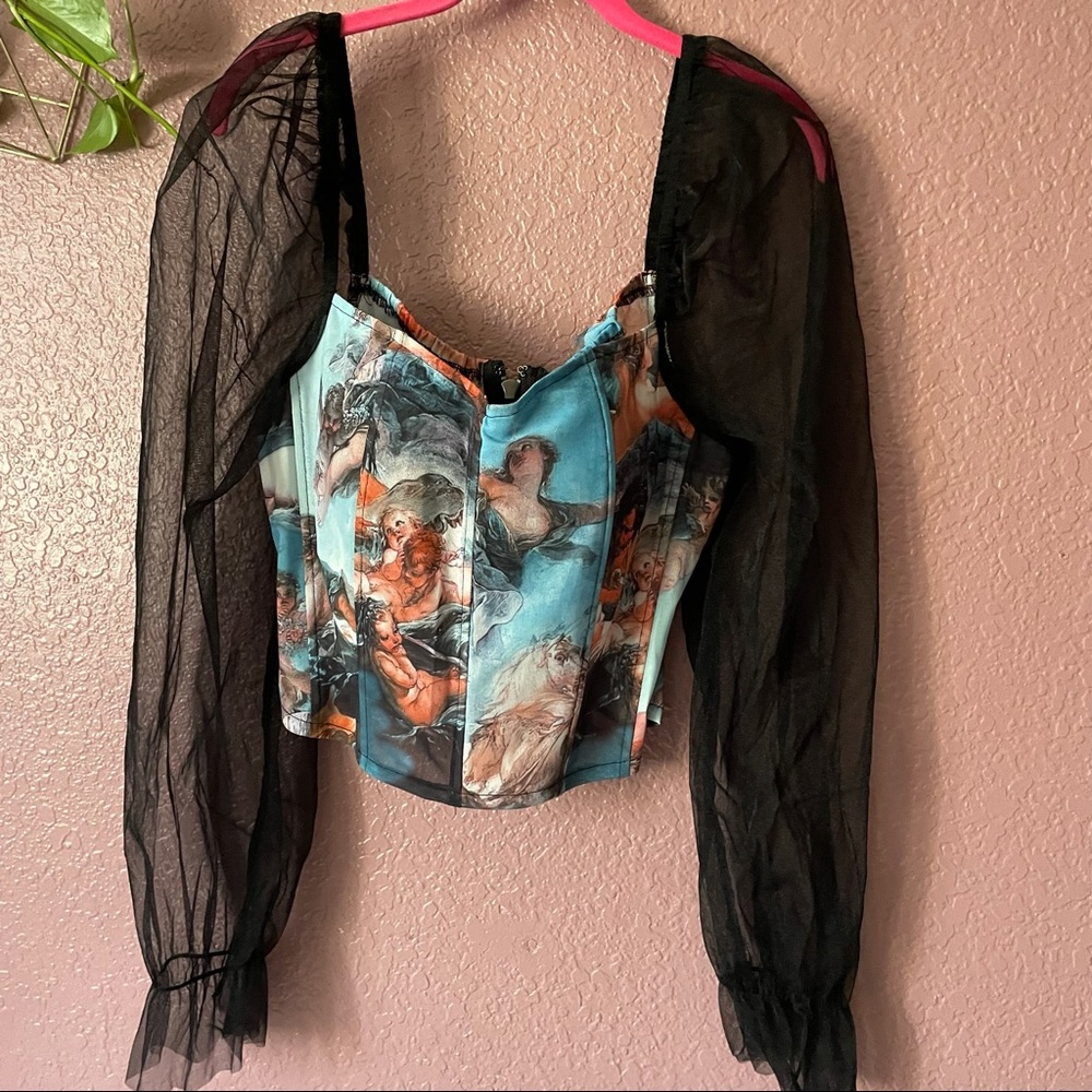 NWT Fashion Nova Corset Shirt with Long Sleeves